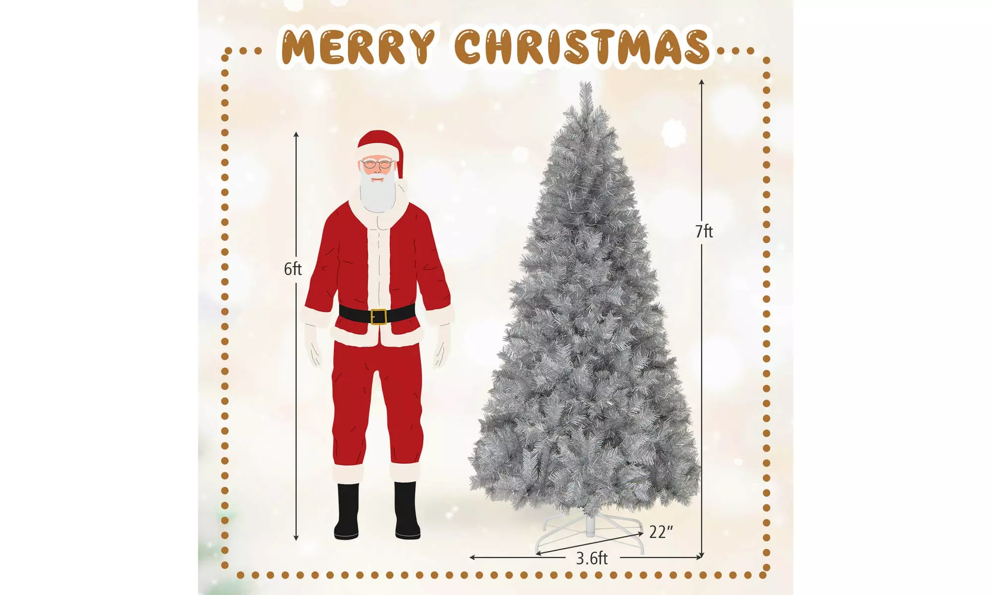 Costway 5/6/7 FT Christmas Tree Artificial Xmas Tree with Branch Tips LED Lights