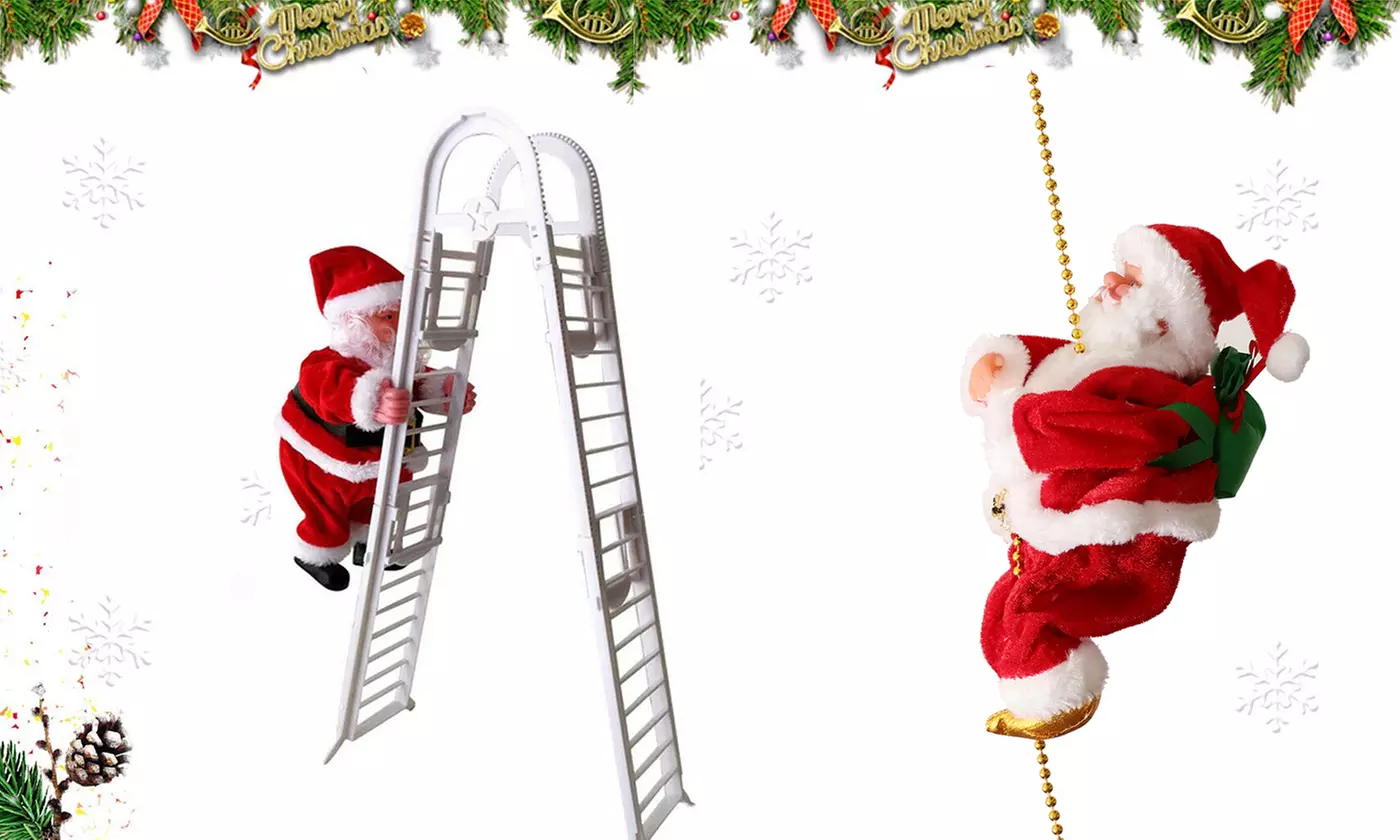 Climbing Santa Claus Chain Musical Christmas Ornament Xmas Tree Decor - Primary Image