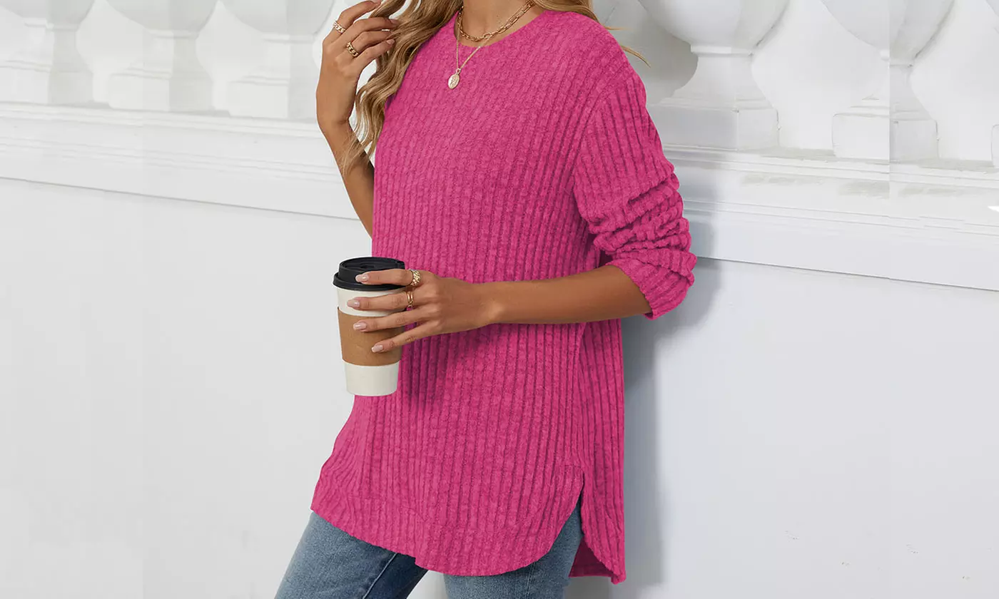 Women Fall Wintetr Casual Long Sleeve Tunic Sweaters Pullover Knit Jumper Tops
