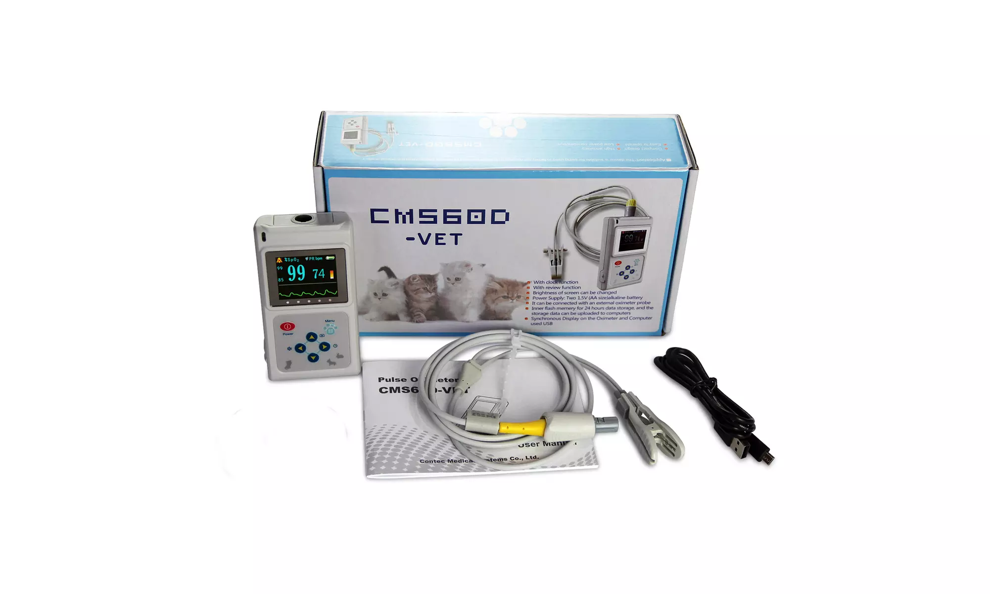 Veterinary pulse oximeter Handheld SPO2 Pr monitor Vet Tongue Probe CMS60D VET - Primary Image