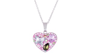 Brass Multi-Color Crystal Heart Shape Pendant