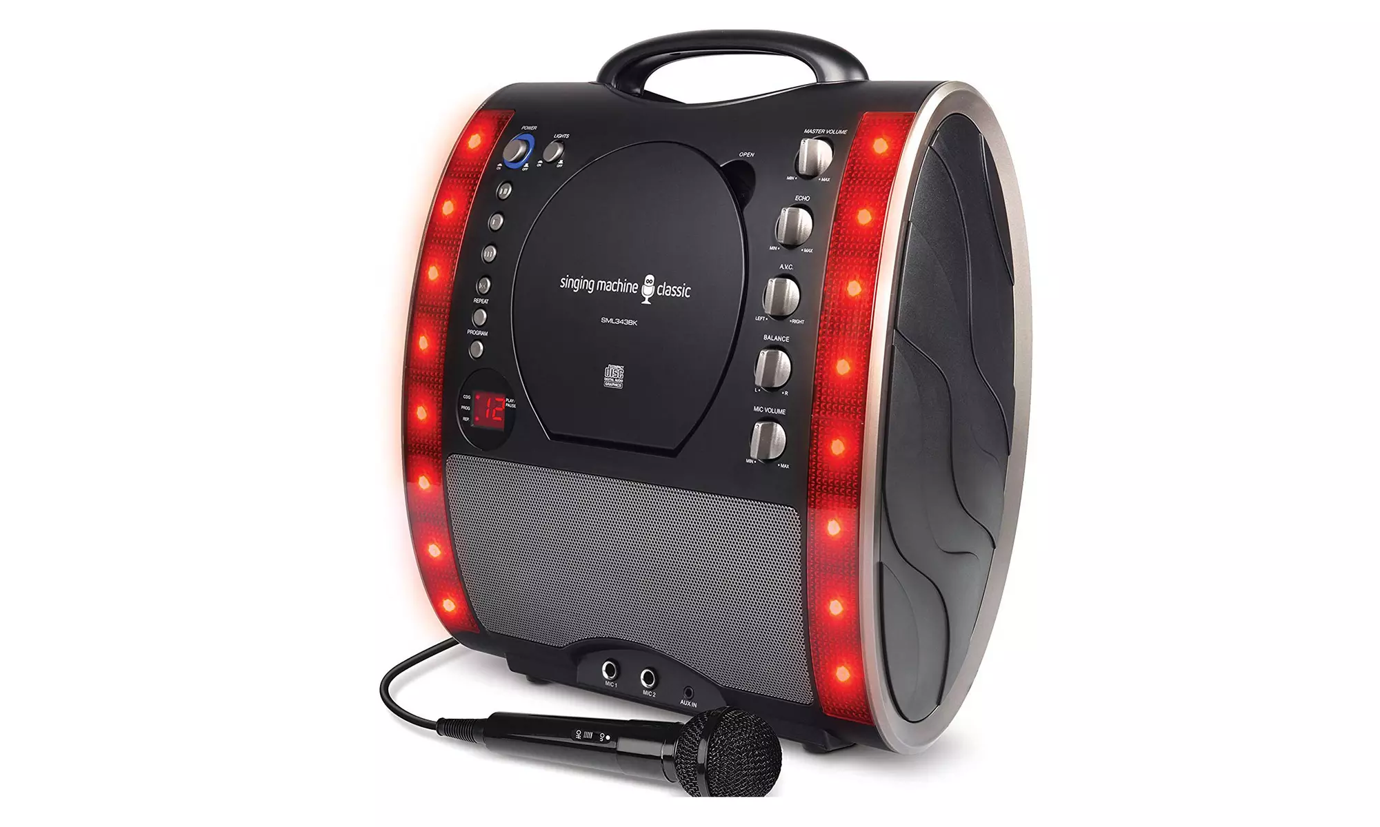 Singing Machine SML343 Portable CDG Karaoke System w/ LED Lights&Microphone Refb - Primary Image