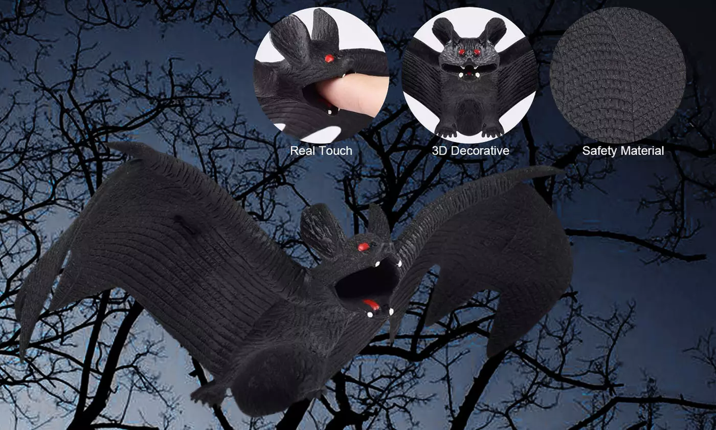 4pcs Halloween Hanging Fake Bat Decoration Props Party Decor Prank Joke