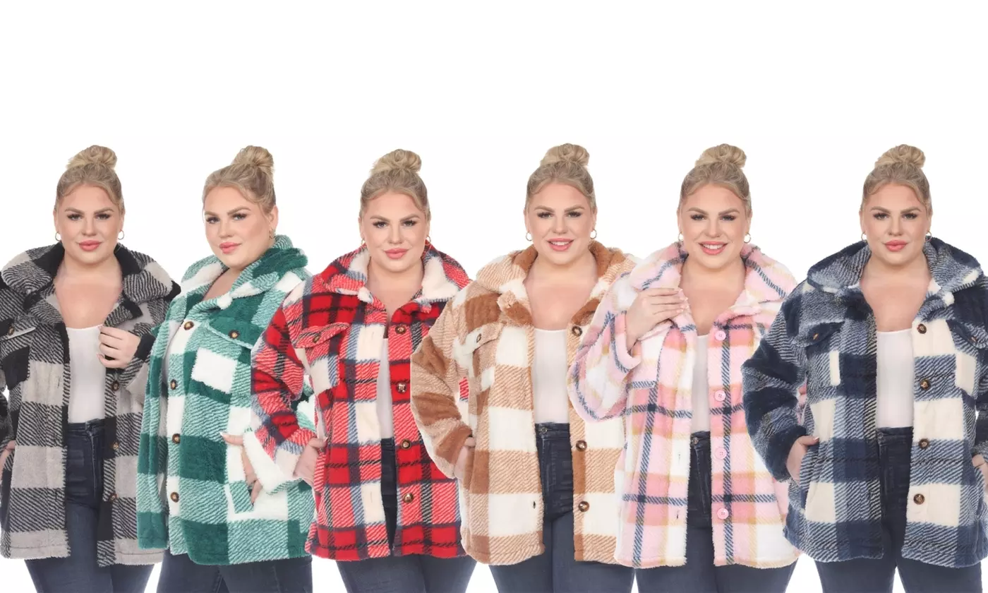 White Mark Women's Plus Size Plaid Shacket - Primary Image