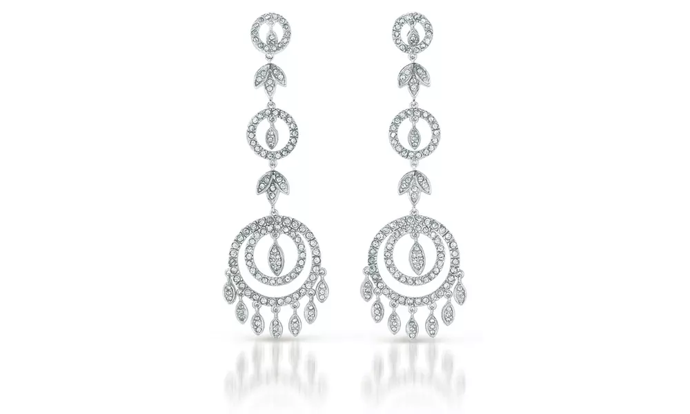 Cubic Sterling Silver Cubic Circle Chandelier Earrings - Second Medium