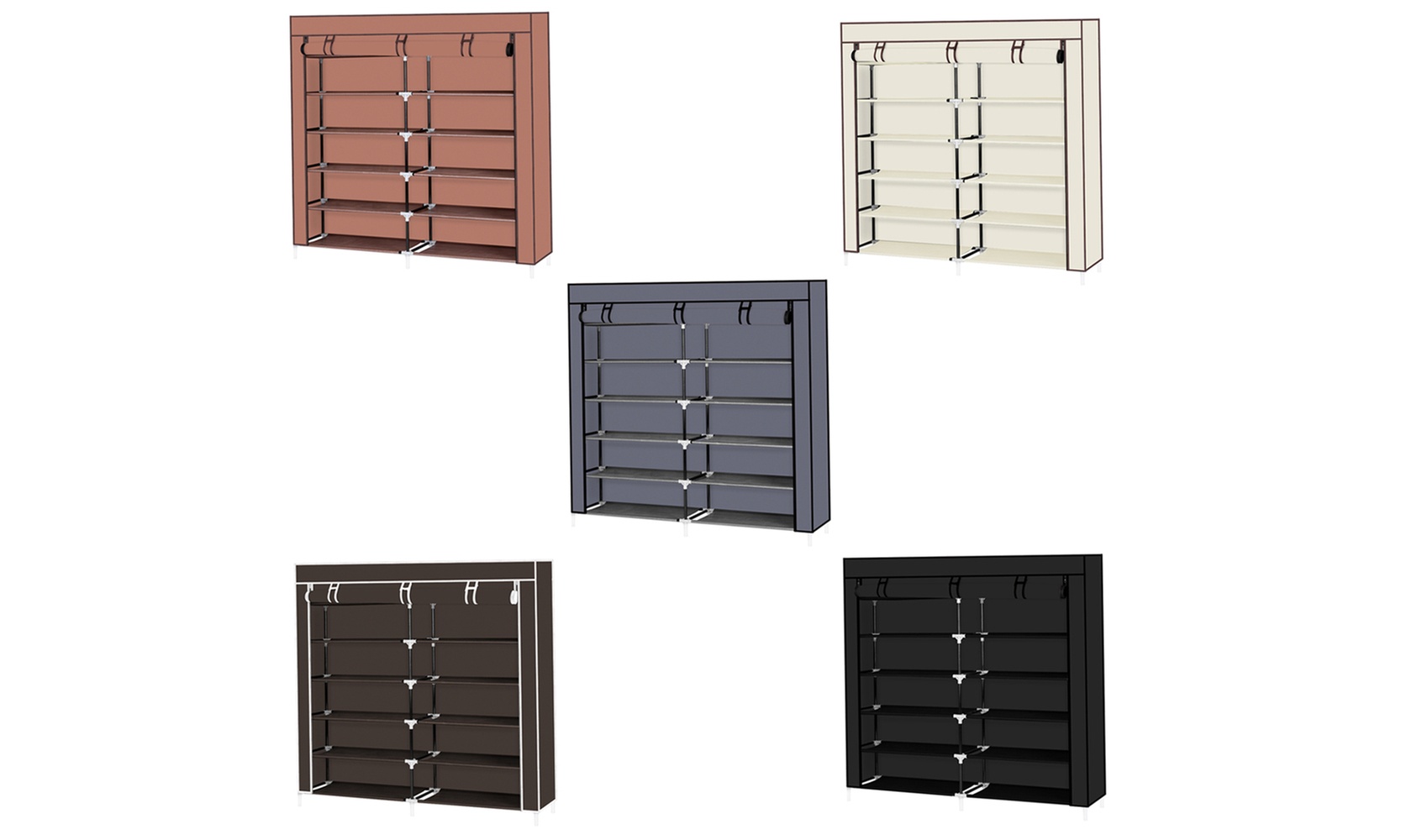 Shoe Rack Shoe Shelf Multi-Tier Double Row Organizer with Dustproof Cover