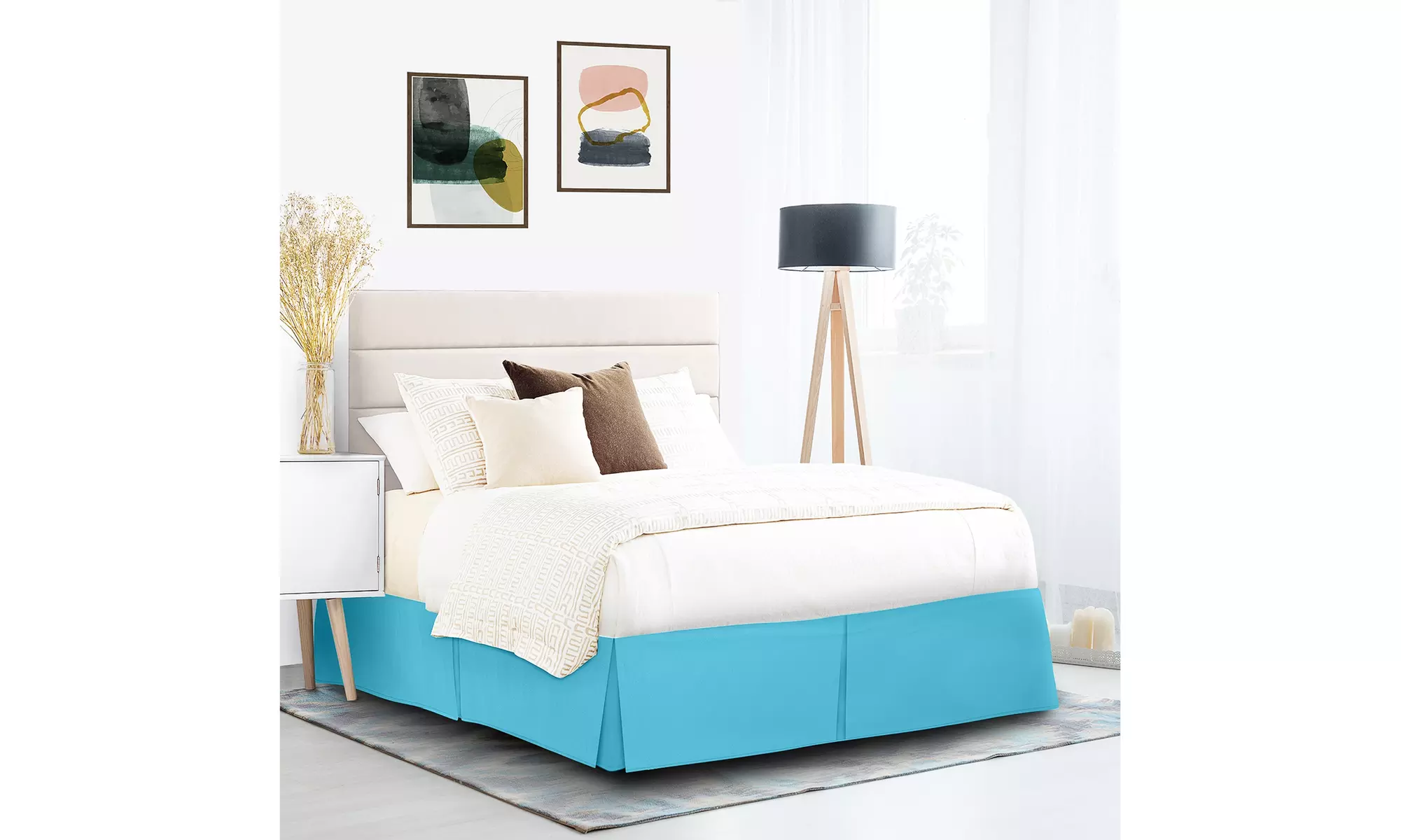Nestl Pleated Queen Bed Skirt - 14" Tailored Drop Luxury Microfiber Dust Ruffle