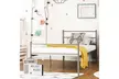 Black Twin Size Metal Bed Frame Platform 6 Legs Headboards Furniture - Second Medium