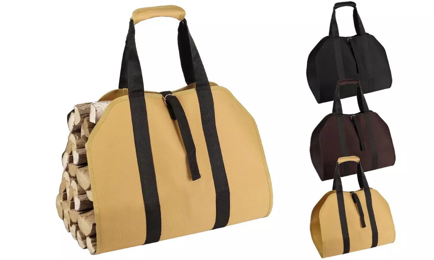 Heavy Duty Camping Firewood Log Carrier Tote Bag with Strap