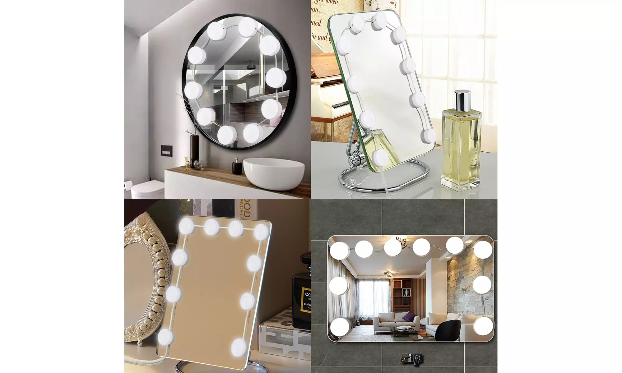 Vanity LED Mirror Lights Kit Makeup light w/ 10 Bulbs and Touch Dimmer - Primary Image