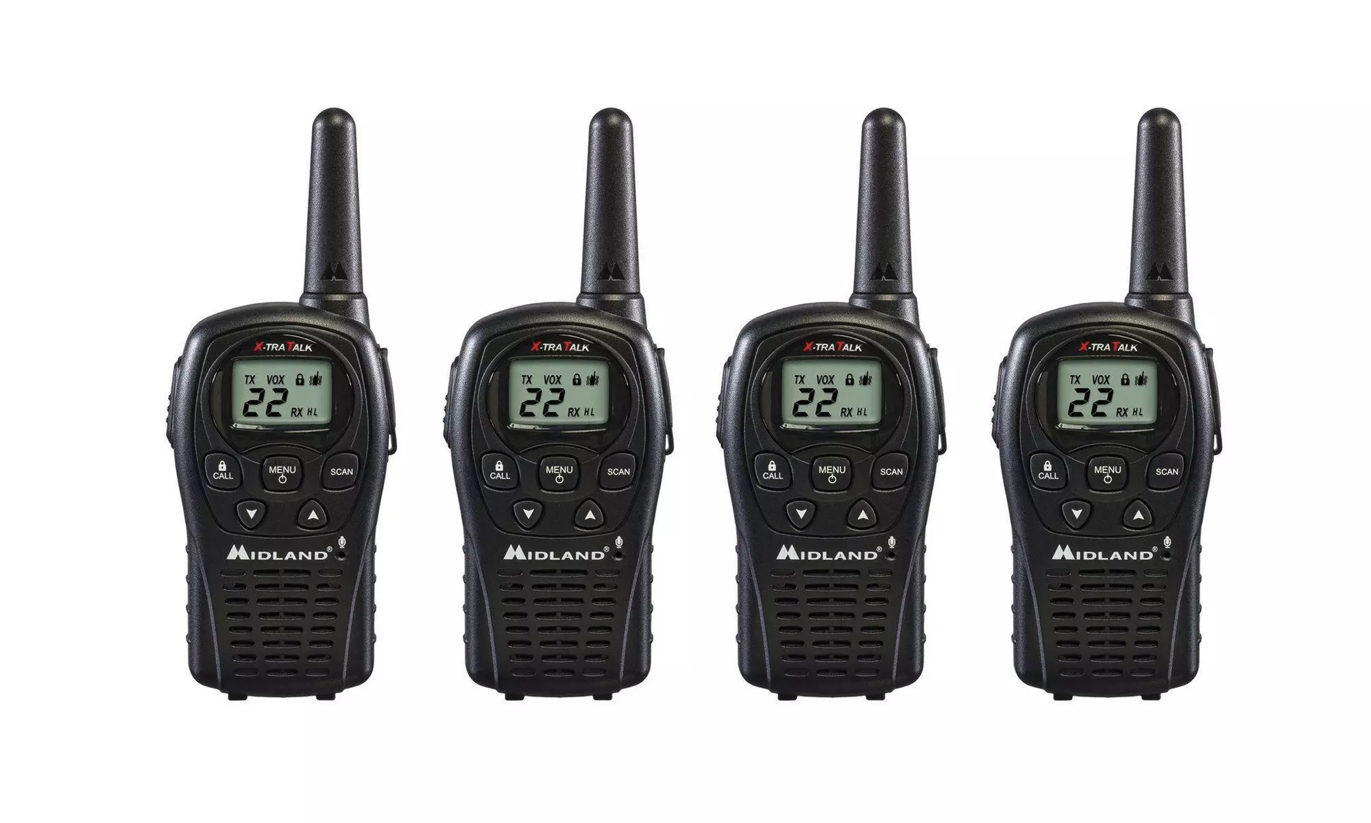 Two Way Radio Walkie Talkie Set 24 Mile Range 4 Pack w/ Cradle - Primary Image