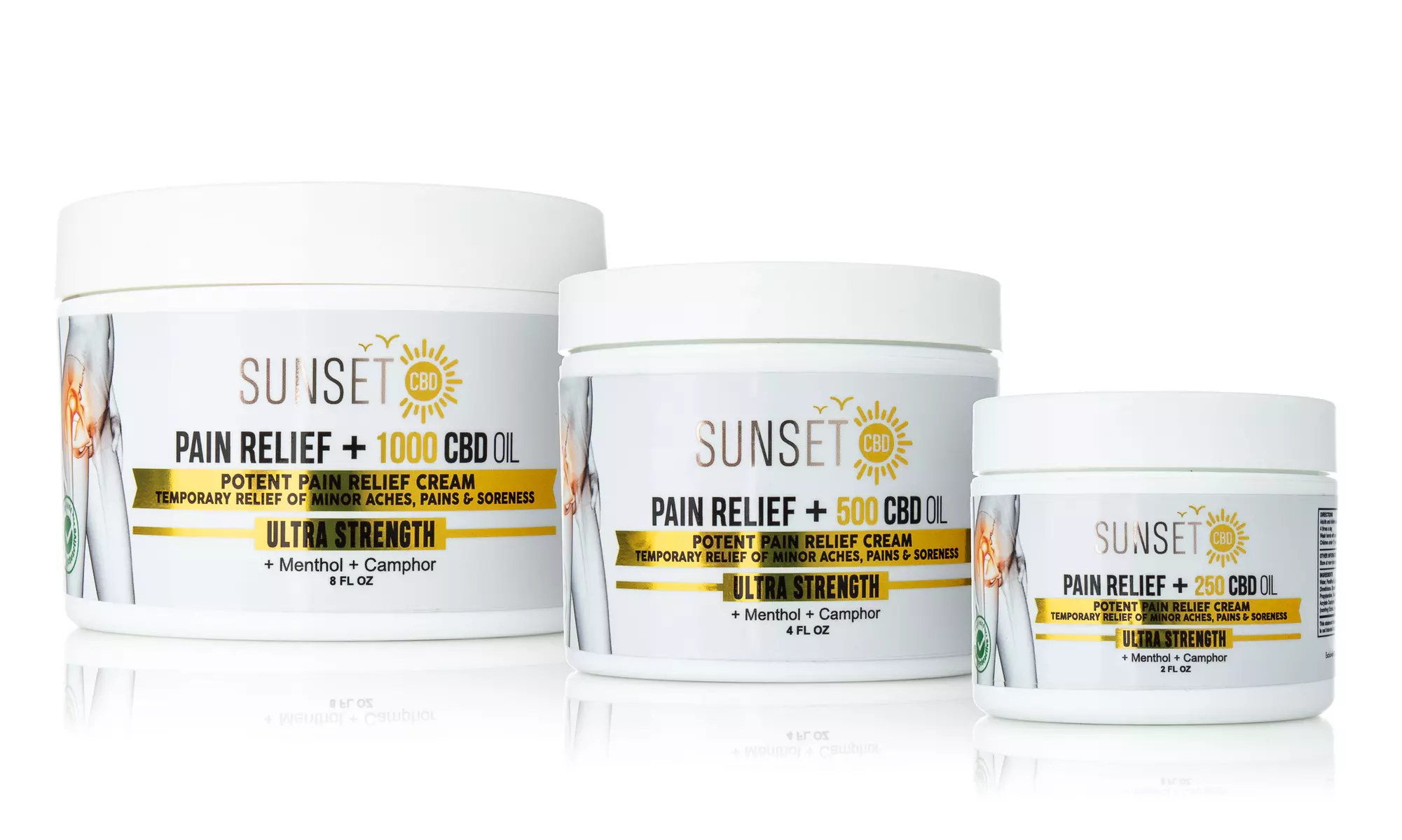 Pain Relief Cream with Organic CBD and Menthol from Sunset CBD (250mg or 500mg) - Primary Image