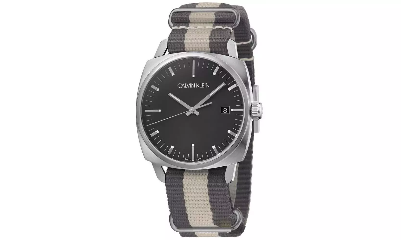 CalvinKleinMen'sK9N111P1FraternityBlackDial39mmFabricWatch - Second Medium