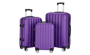 3 Piece Multifunctional Spinner Hardshell Lightweight Luggage Set with TSA Lock