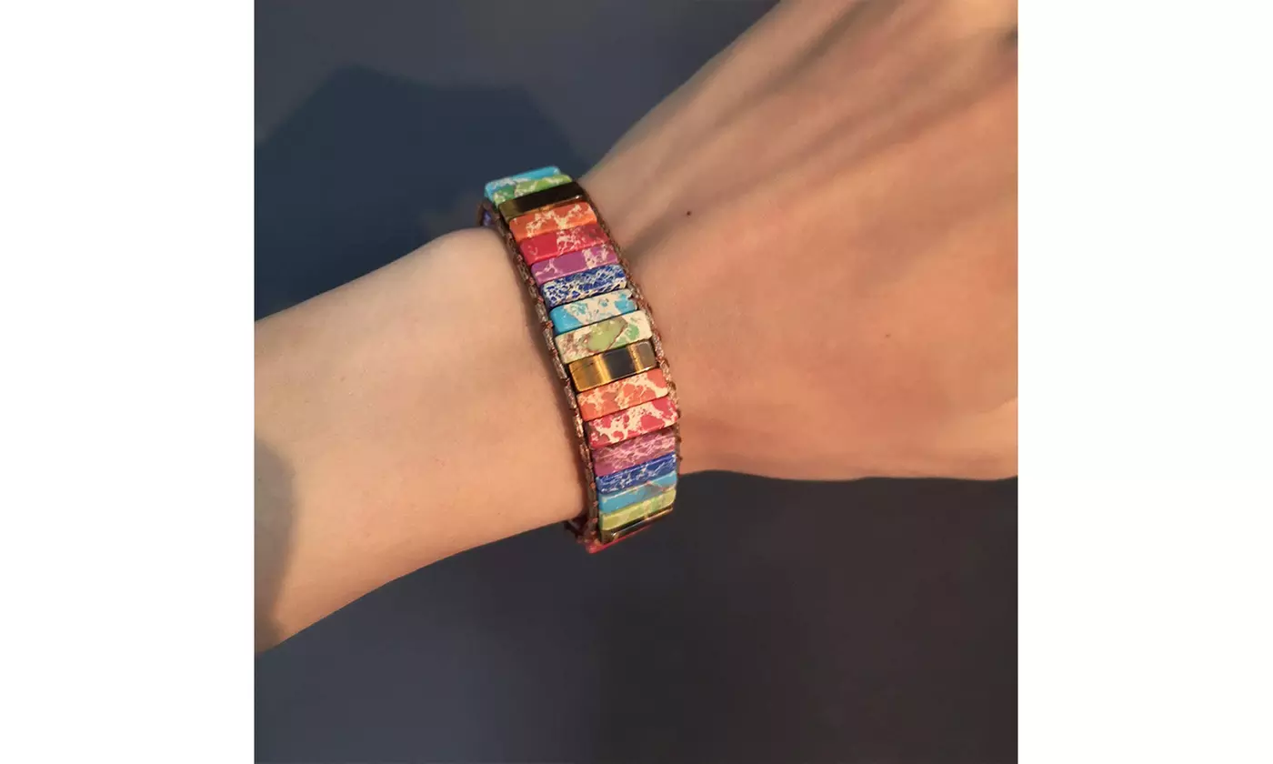 7 Chakra Bracelets with Real Stones Rainbow Wrap Healing Bead Bracelet