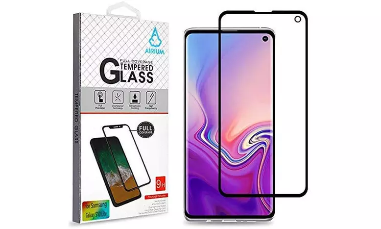 Full Coverage Tempered Glass Screen Protector/Black for Samsung Galaxy S10E - Primary Image