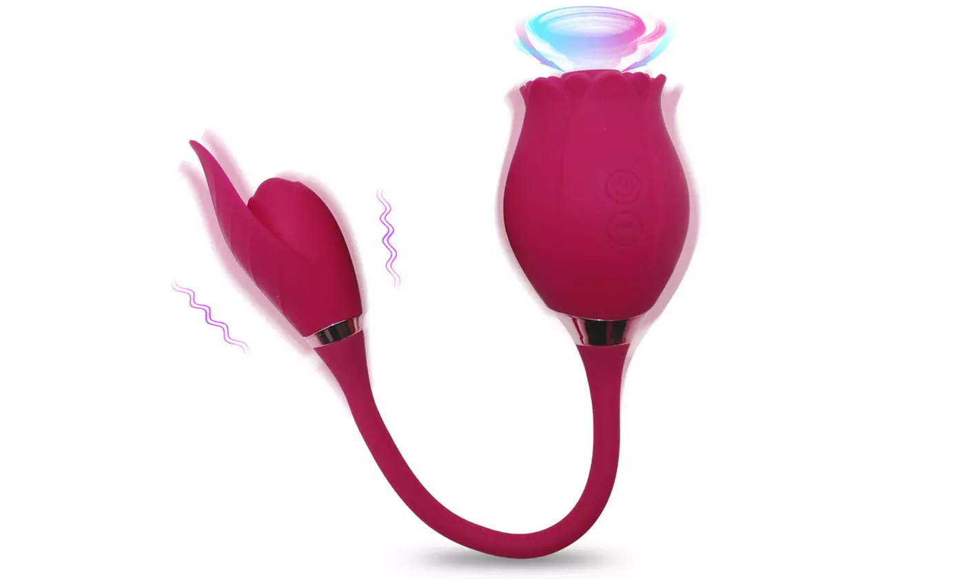 Dual Stimulating Rose Clitoral Sucking Vibrator with Tapping Branch Toy