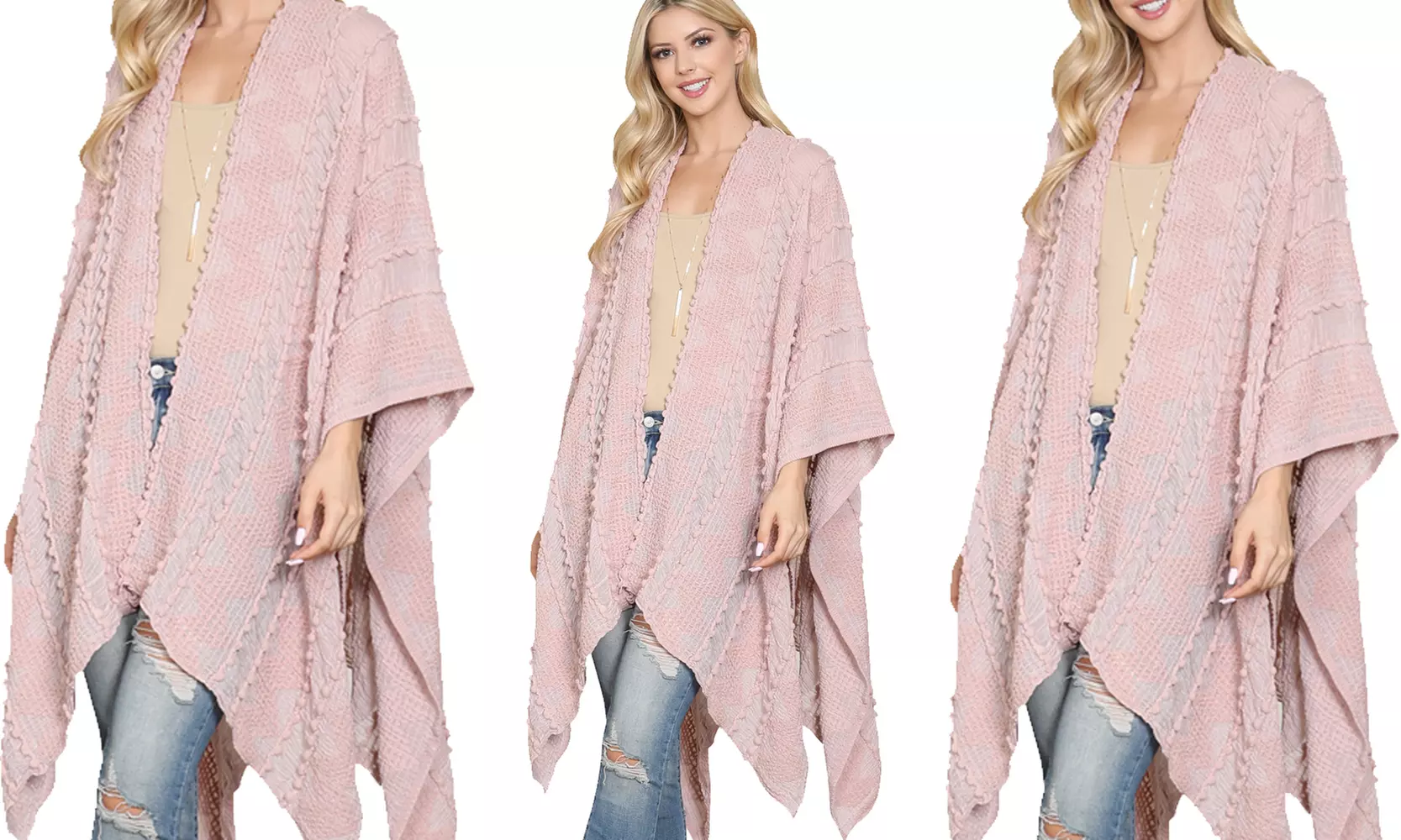 Riah Fashion Pompom Palmer Kimono