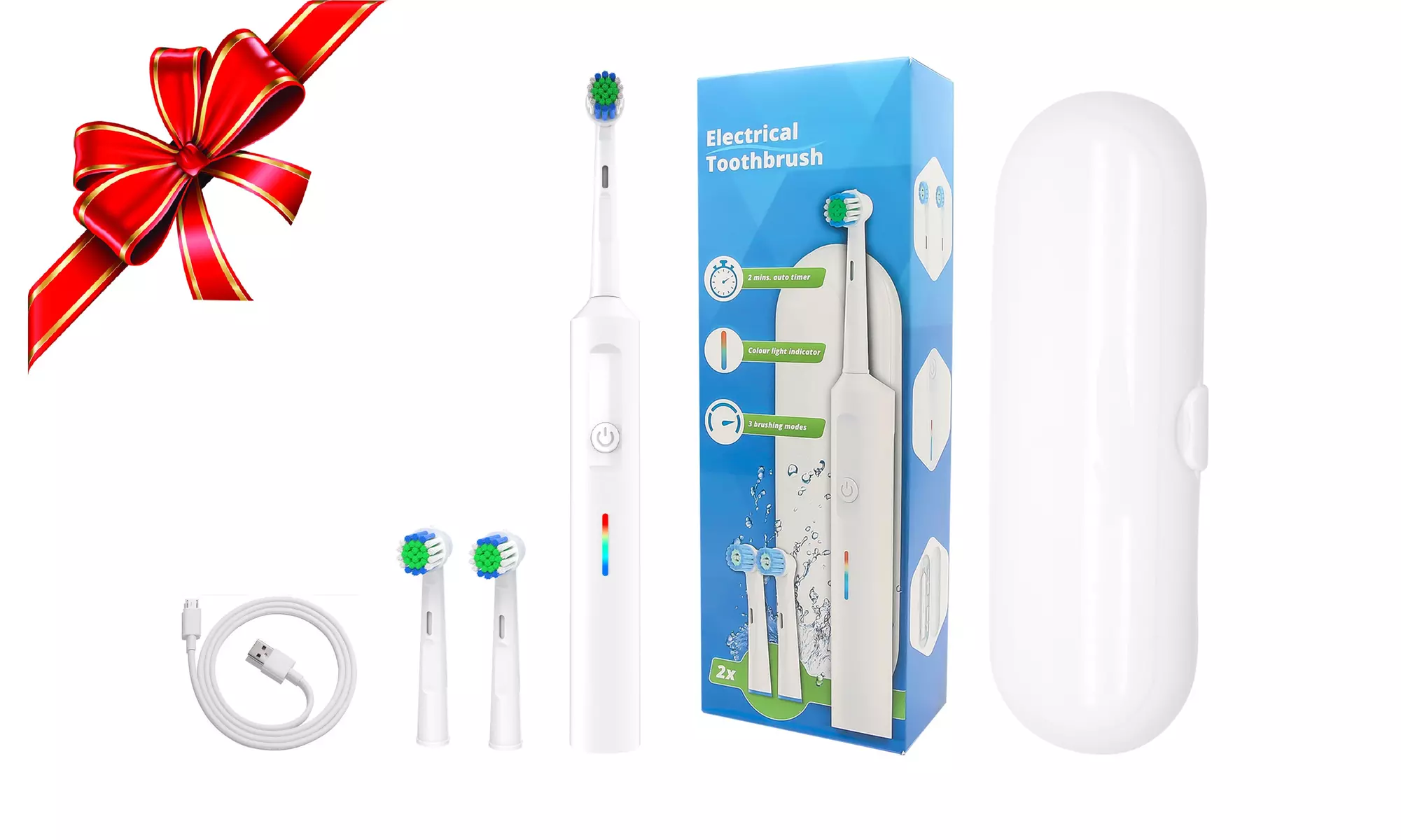 Electric Toothbrush with 2 or 22 Replacement Brush Heads  for Father's Day Gift - Primary Image