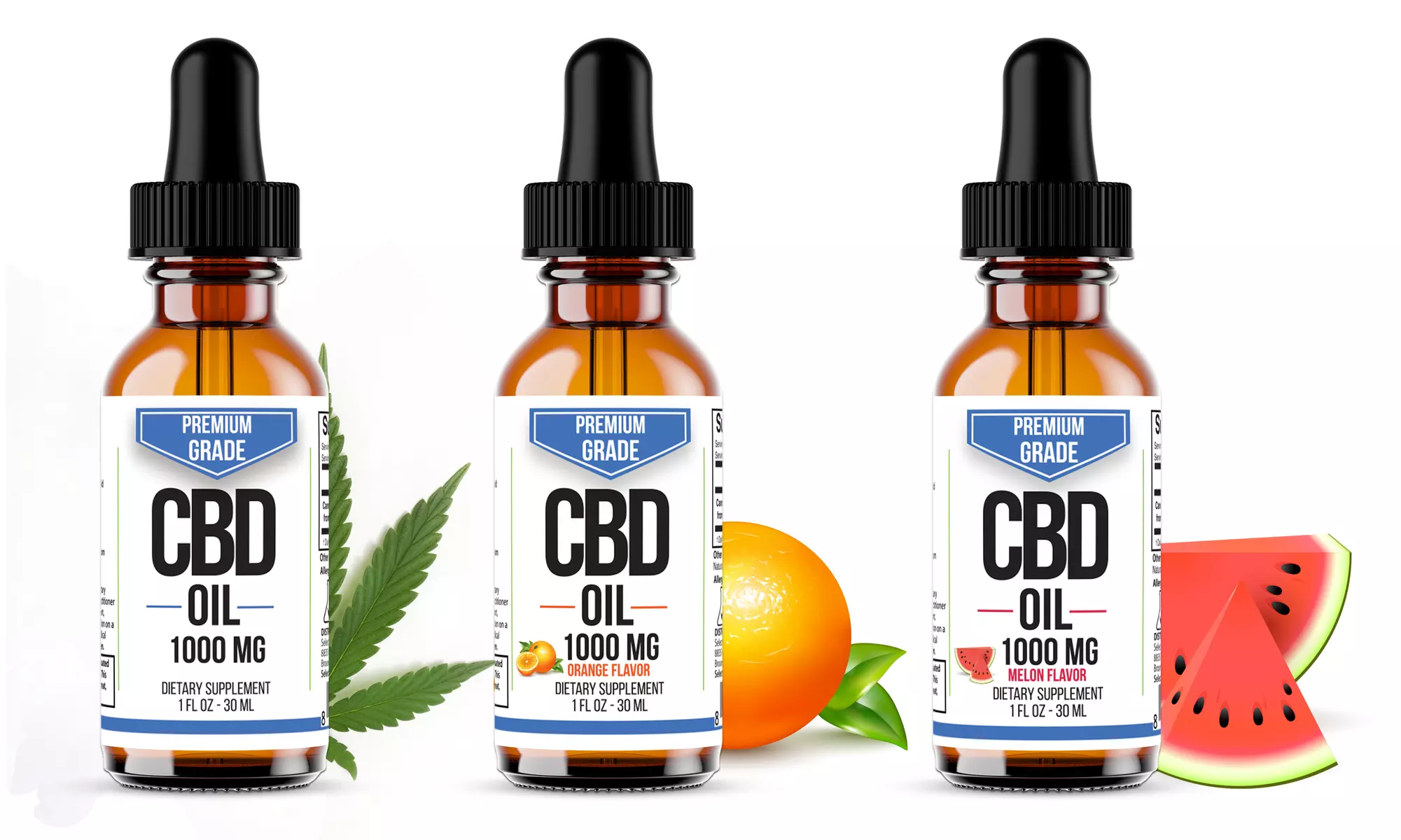 Premium Grade Extra Strength CBD Oil 1000mg (Various Flavors) - Primary Image