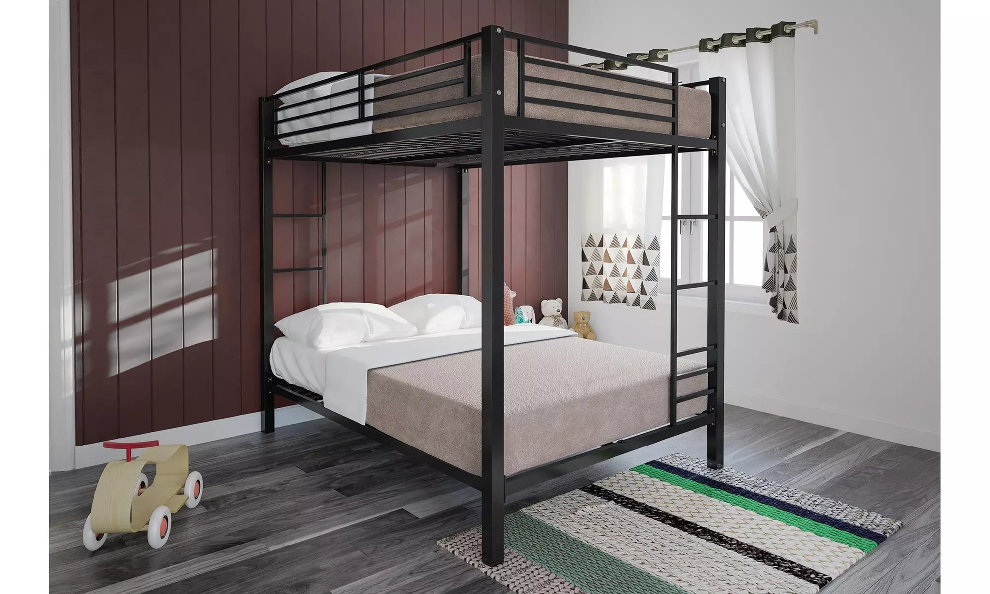 DHP Full-Over-Full Metal Bunk Bed for Kids, Metal Frame with Ladder - Primary Image