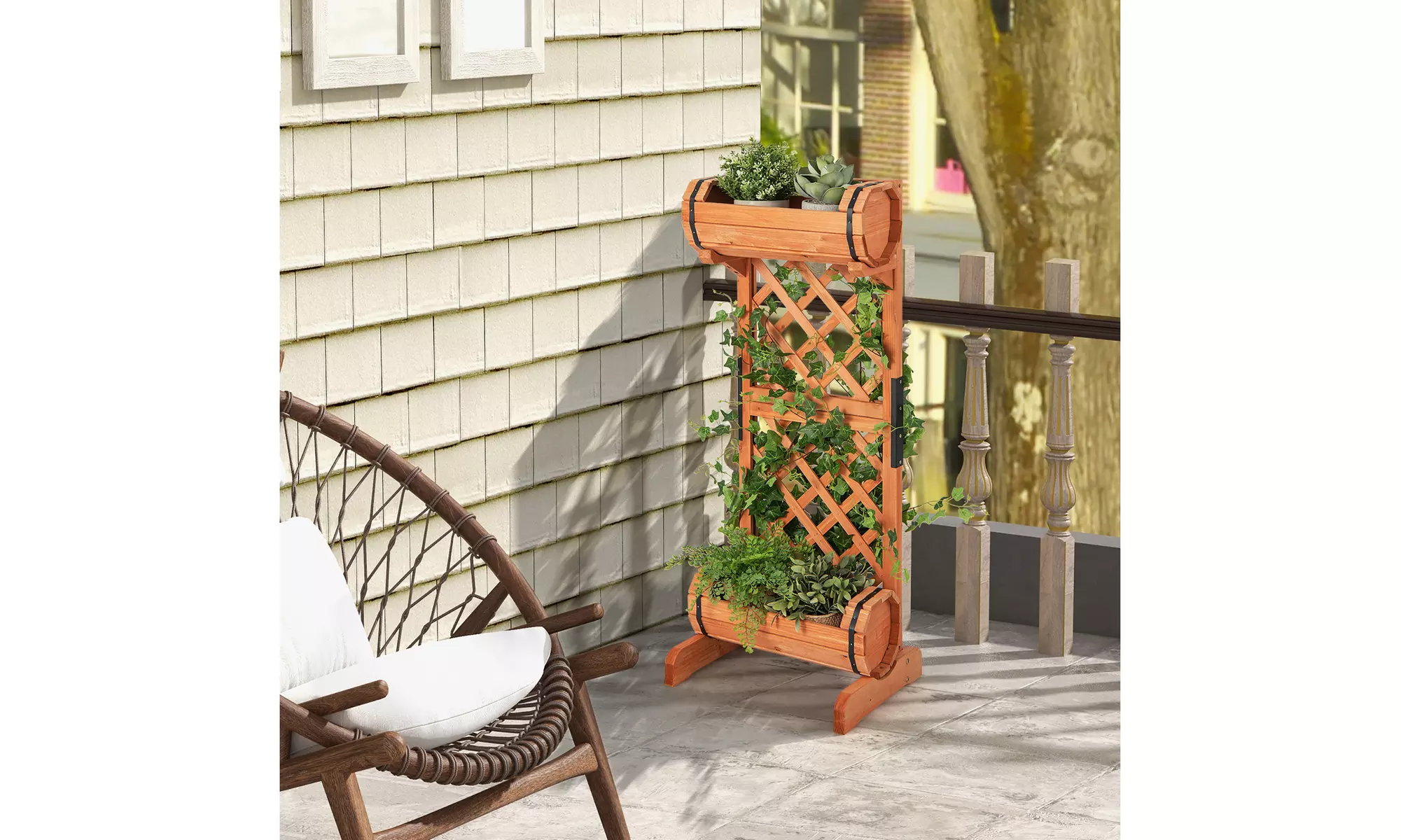 Costway 2-Tier Planter Box Raised Garden Bed Vertical Wooden Container - Primary Image