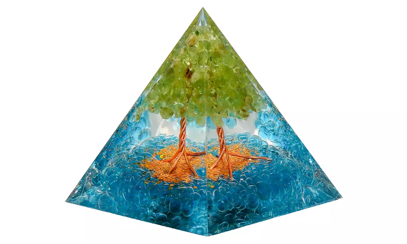 Orgone Pyramid Taichi Amethyst&Obsidian Healing Crystal Pyramid Energy Generator