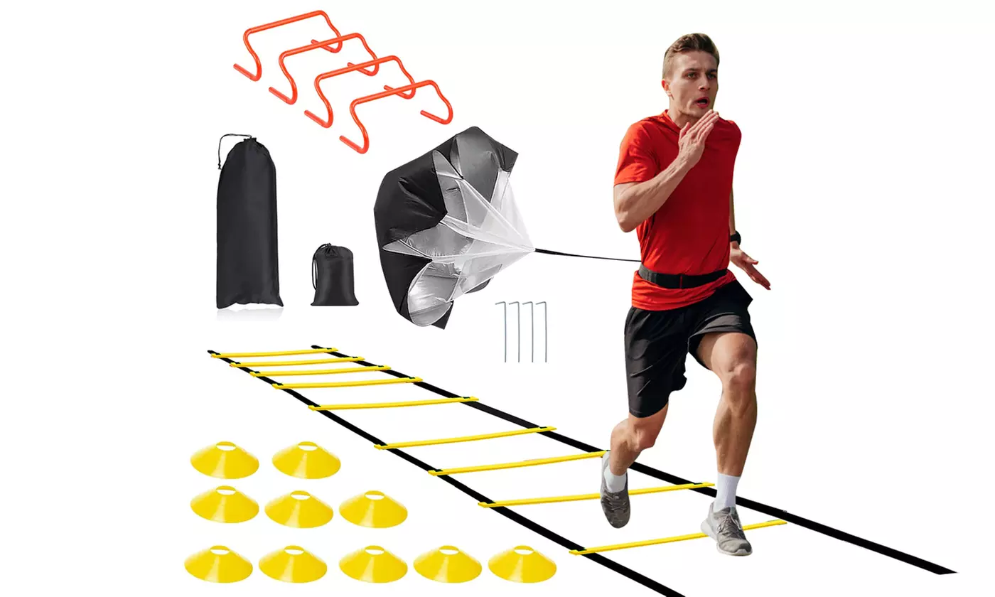 iMounTEK Speed Agility Training Equipment Set w/ Ladder Parachute Hurdles Cones - Primary Image