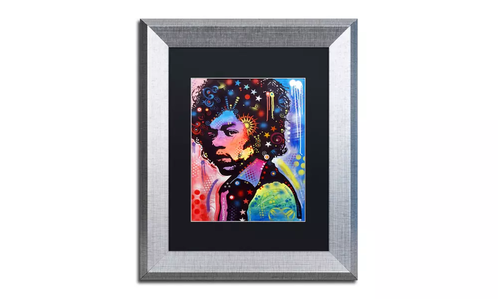 Dean Russo 'Jimi Hendrix IV' Matted Silver Framed Art - Primary Image