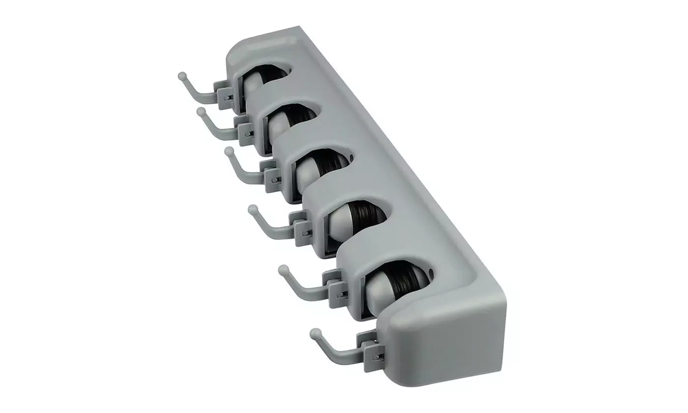 iMounTEK Wall Mount Mop Broom Holder with 5 Slots and 6 Utility Hooks