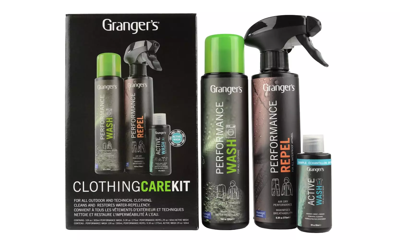 Grangers Outerwear Performance Repel Waterproof Active Wash Spray (3-Piece Kit) - Second Medium