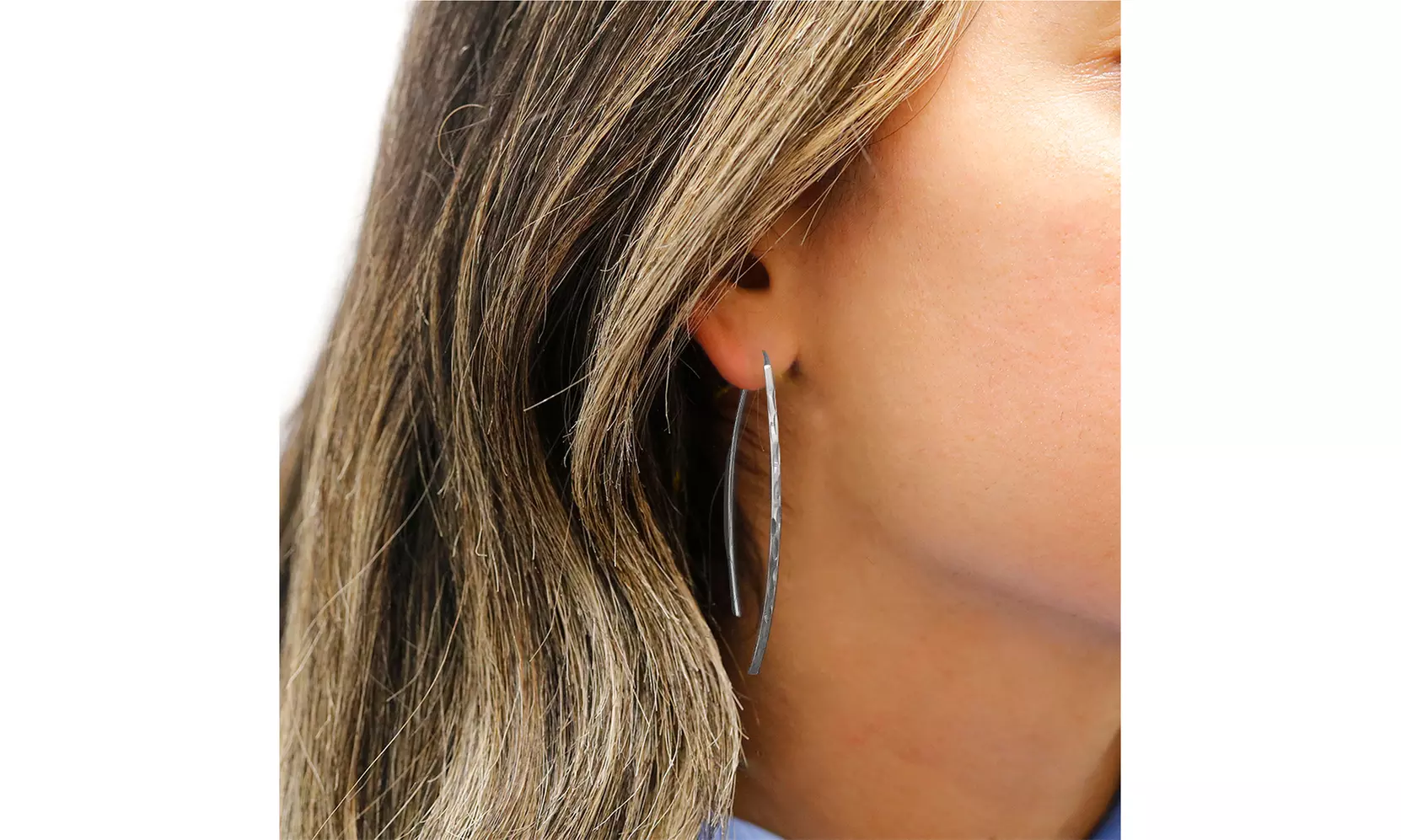 Italian Sterling Silver Bar Drop Threader Earrings