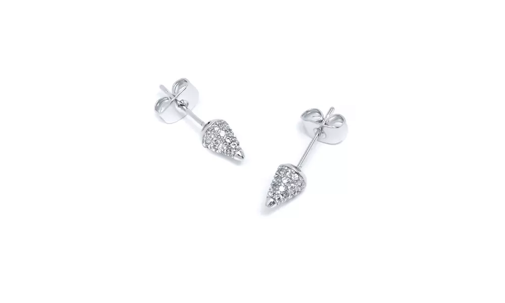 18K White Gold Plated Triangle Stud Earrings - Primary Image