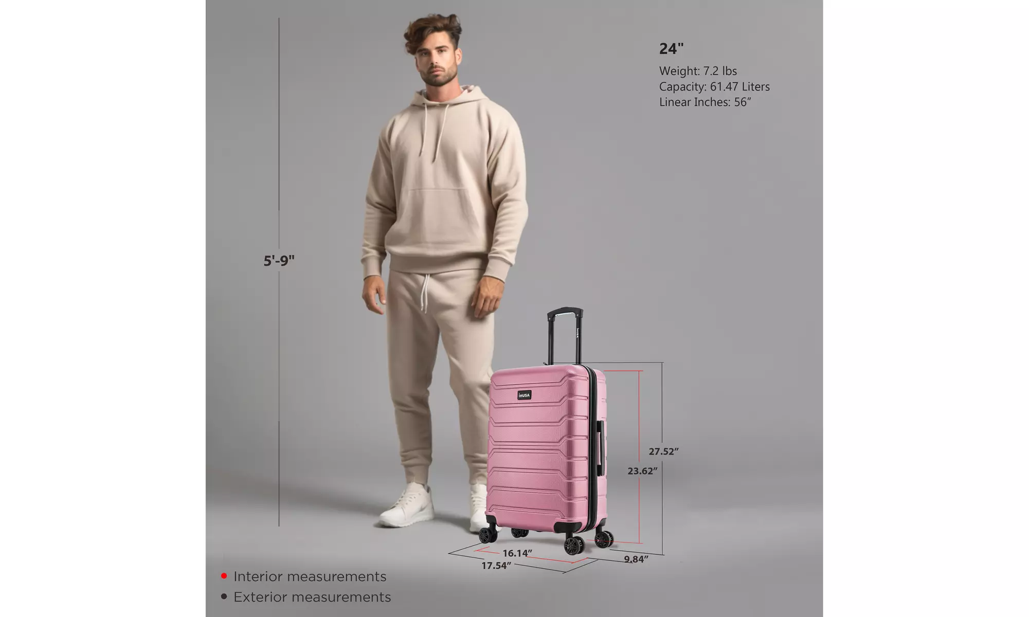 InUSA Trend lightweight hardside spinner luggage 20'', 24", 28" 