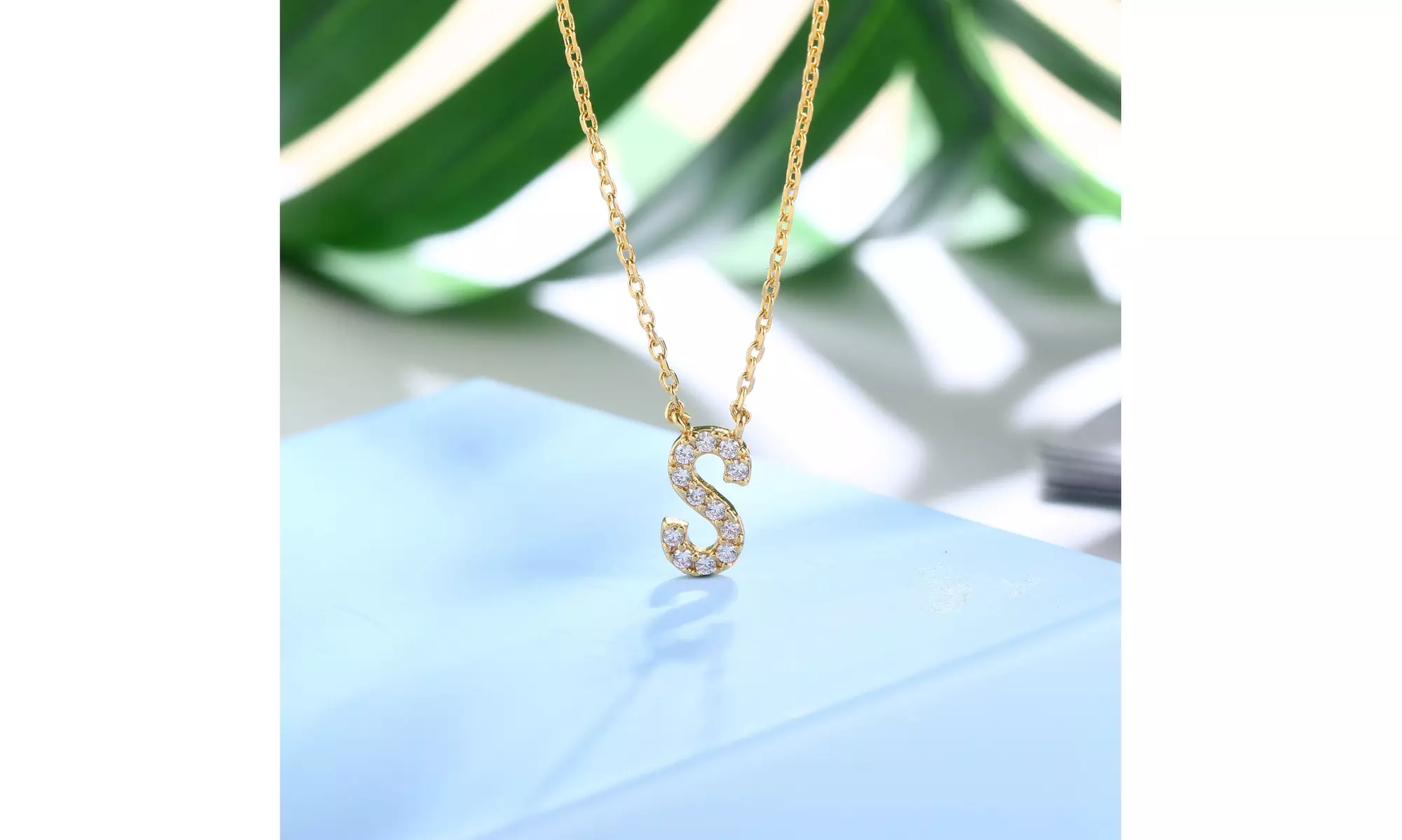 18K Gold Plated cz Initial Necklace