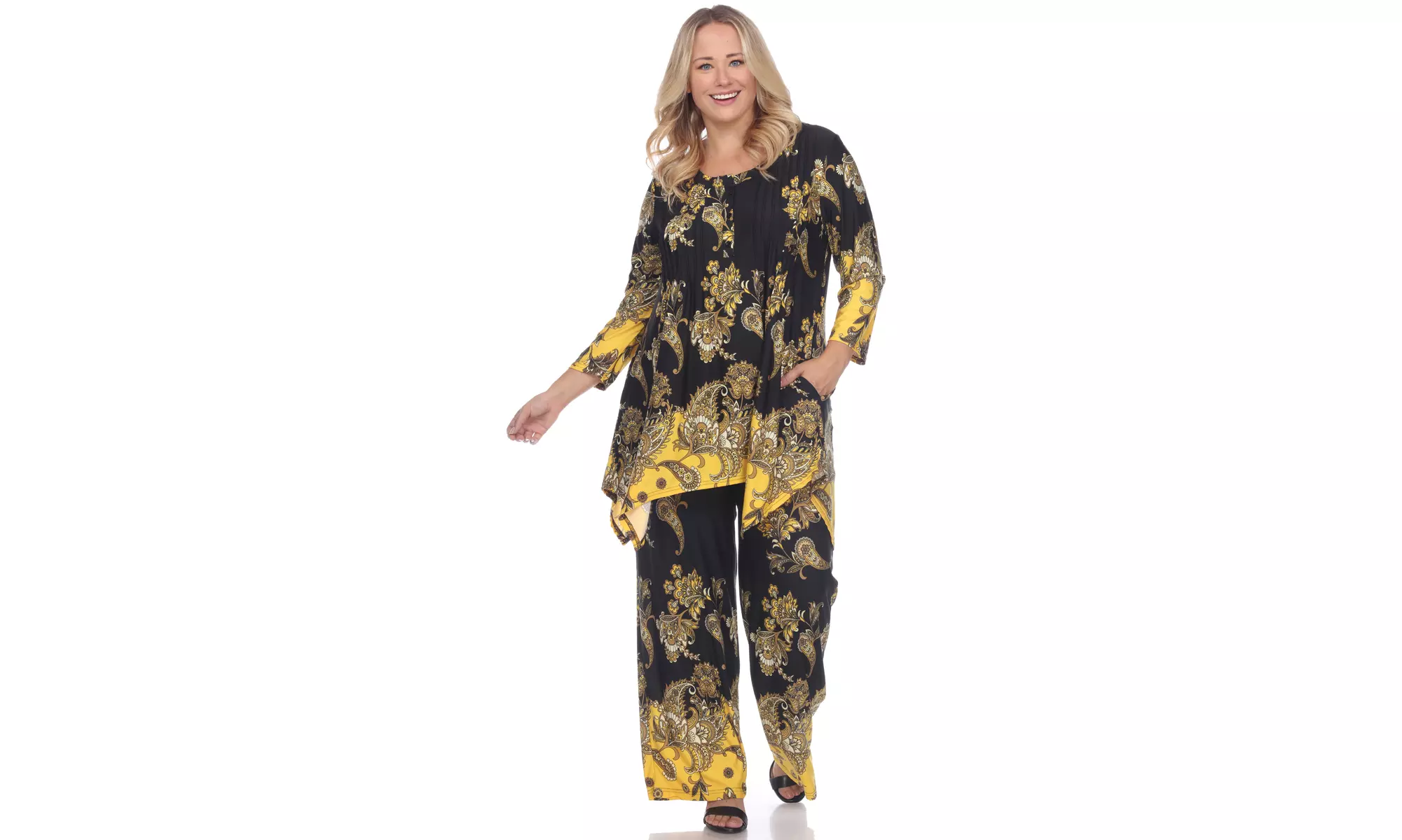 Plus Size Paisley Printed Head to Toe Printed Set - Primary Image