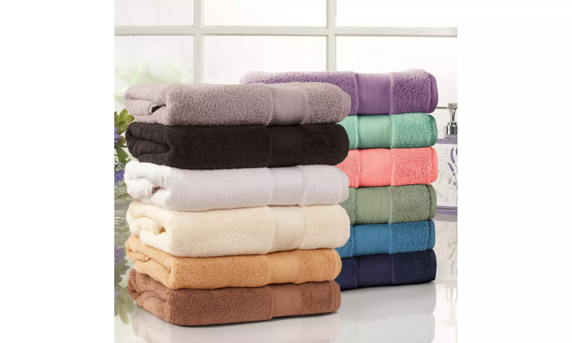 Superior 6 Piece & 9 Piece Turkish Cotton Solid Extra Soft Towel Set Collection - Primary Image