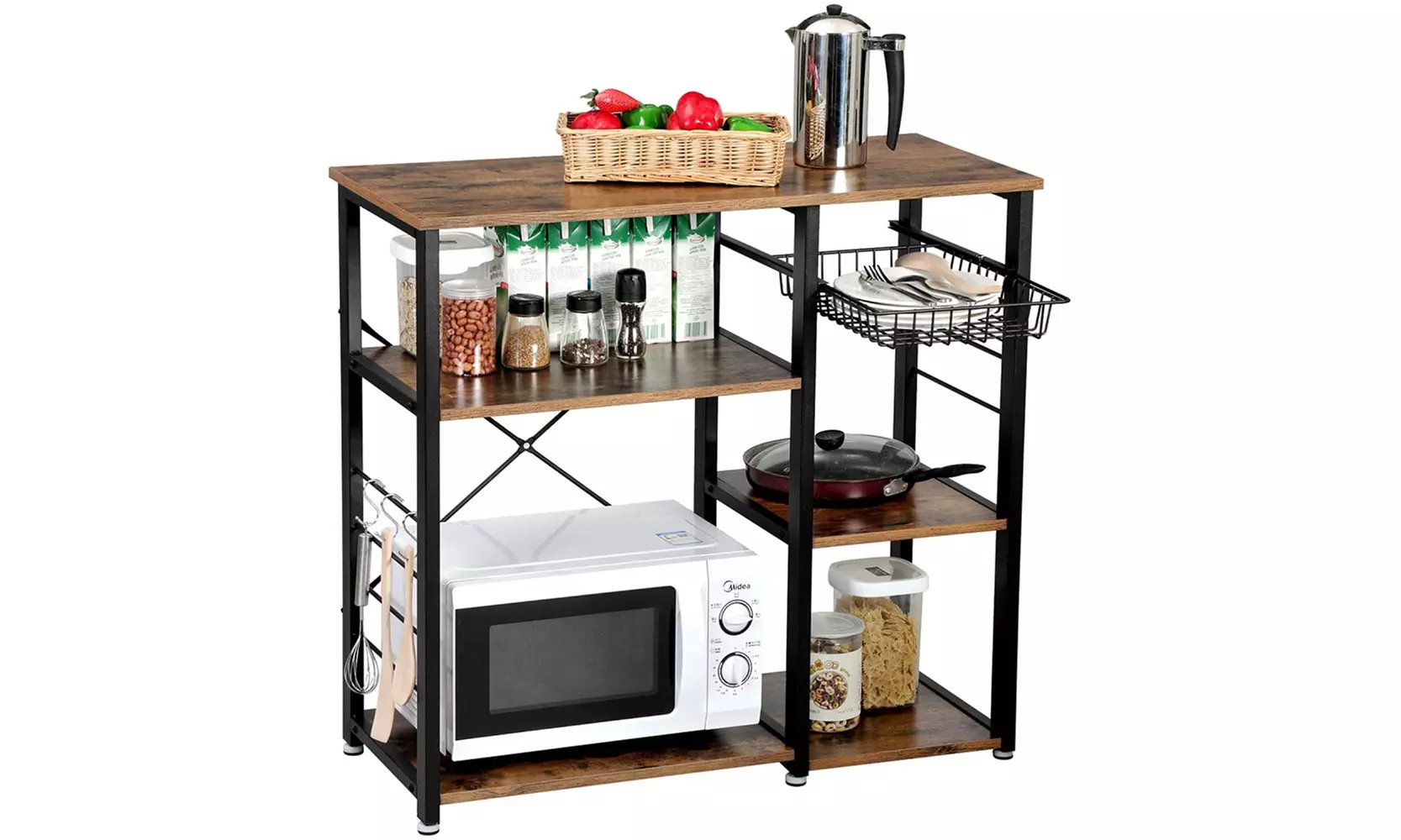 3-Tier Industrial Kitchen Baker's Rack Utility Microwave Oven Stand Storage Cart - Primary Image