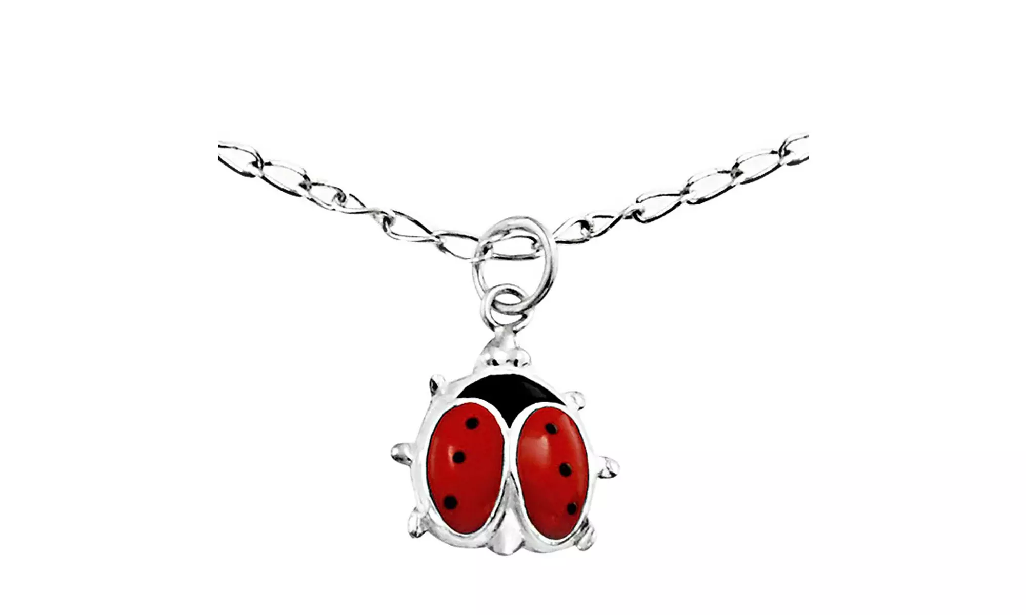 Red Ladybug Garden Dangle Charm Anklet Ankle Bracelet Sterling Silver - Second Medium