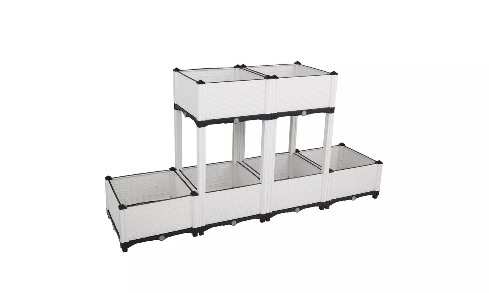 6Pcs Free Planting Boxes for Garden, Splicing Injection Planting Box White  - Primary Image