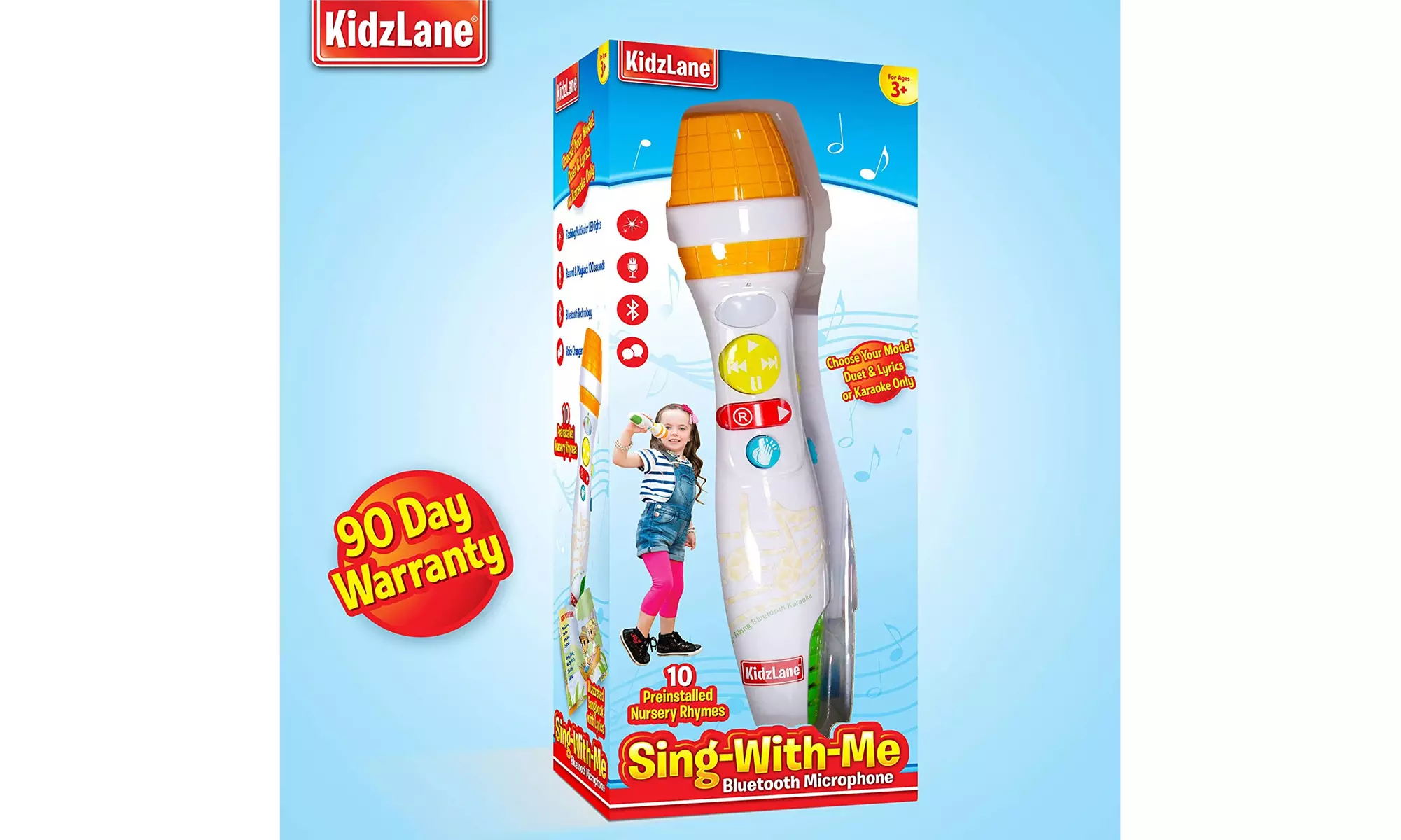 Kidzlane Kids Karaoke Microphone with Bluetooth, Voice Changer - White  - Second Medium