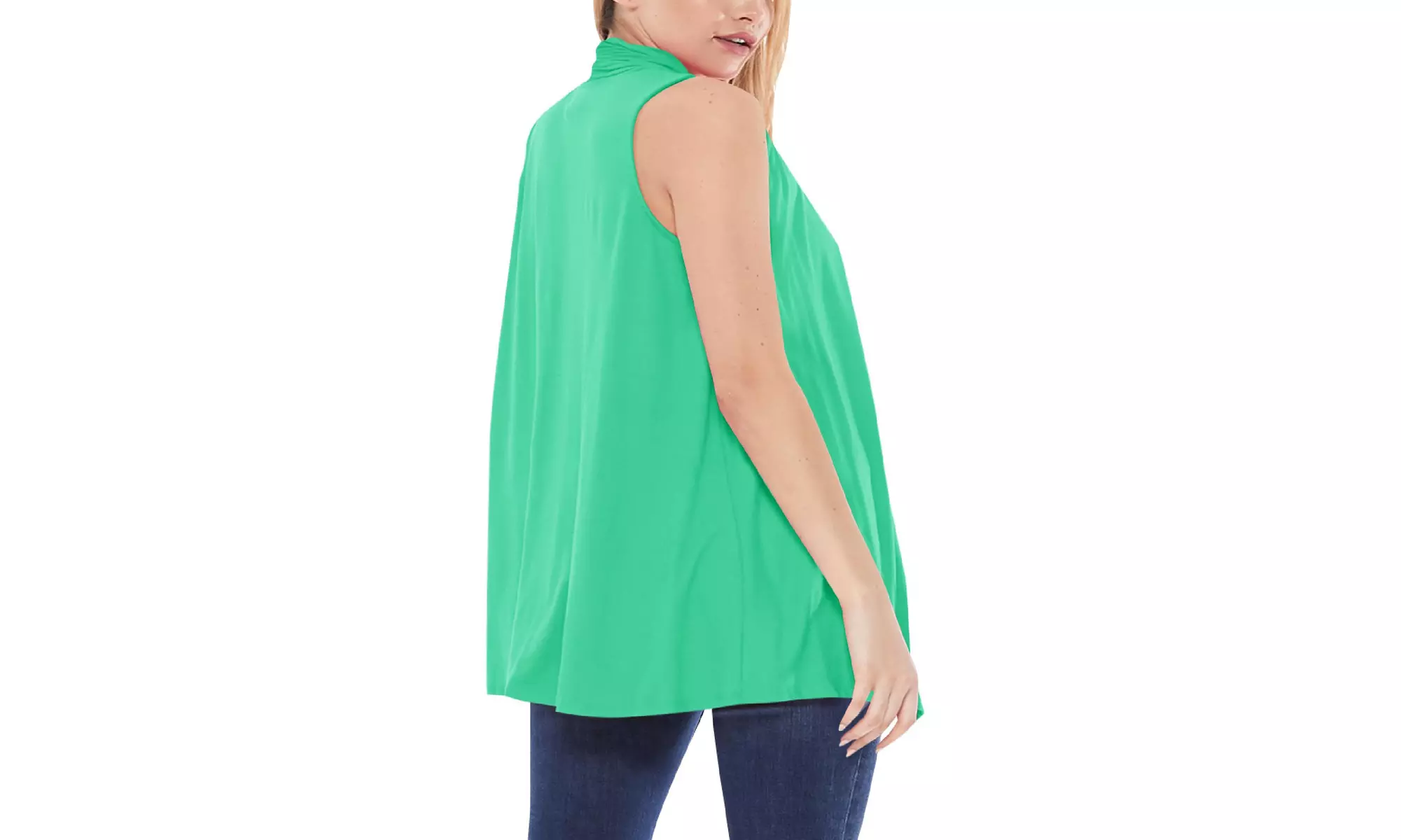Women's Sleeveless Draped Solid Vest Cardigan 