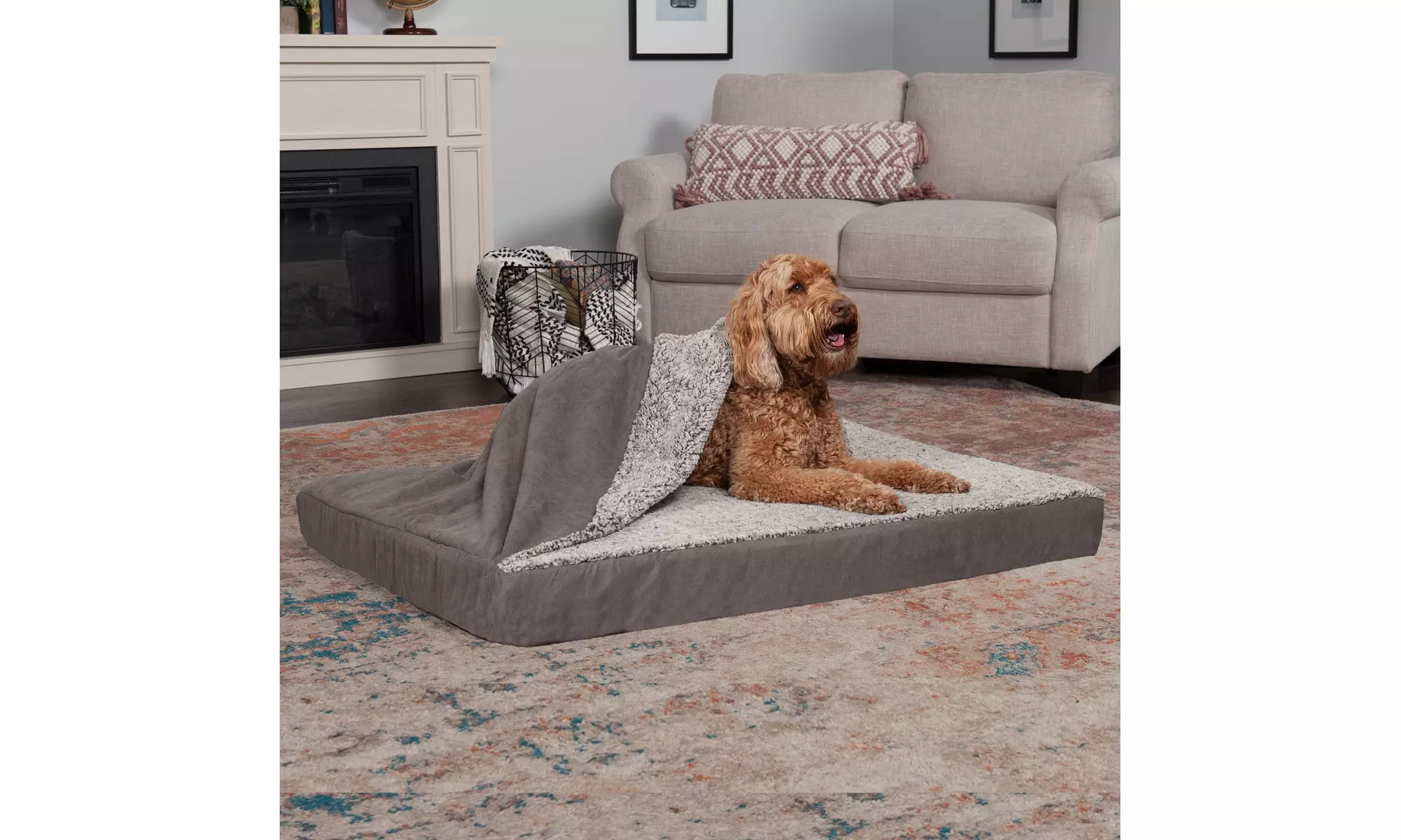FurHaven Berber & Suede Orthopedic, Memory or Cooling Foam Blanket Top Dog Bed - Primary Image
