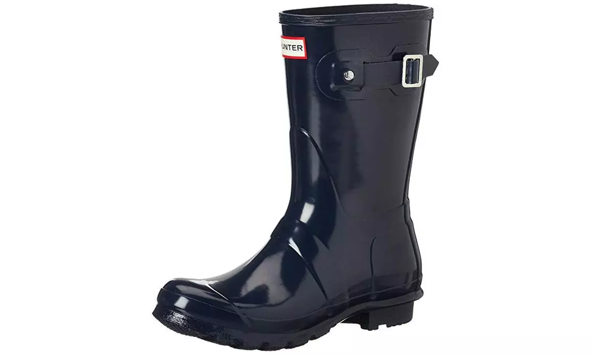 Hunter Womens Original Short Gloss Rain Boots - Navy - Size 9 - Primary Image