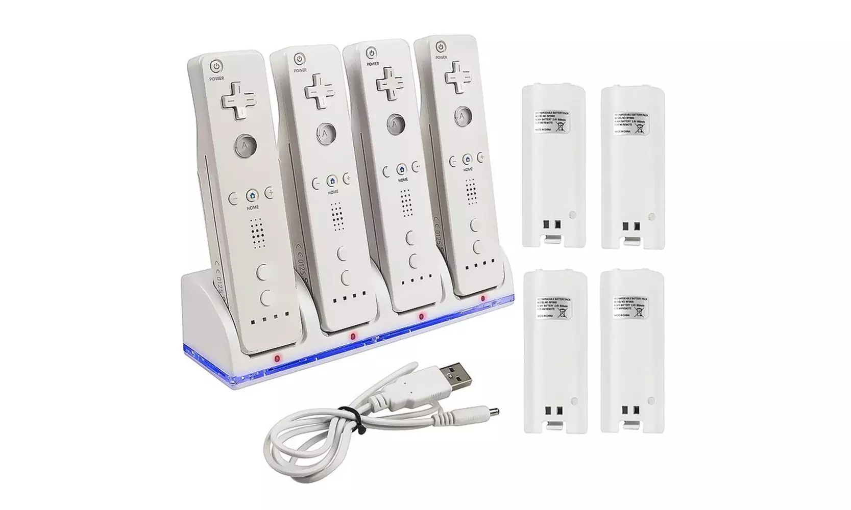 Insten Quad Dock Charge with 4-pack Battery For Wii Controller,White - Primary Image