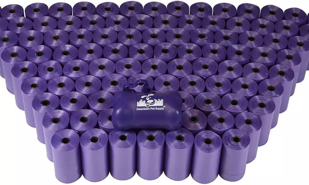 Purple Pet Waste Bags, Dog Bulk Poop Bags with Leash Clip, Bone Bag Dispenser - Second Medium