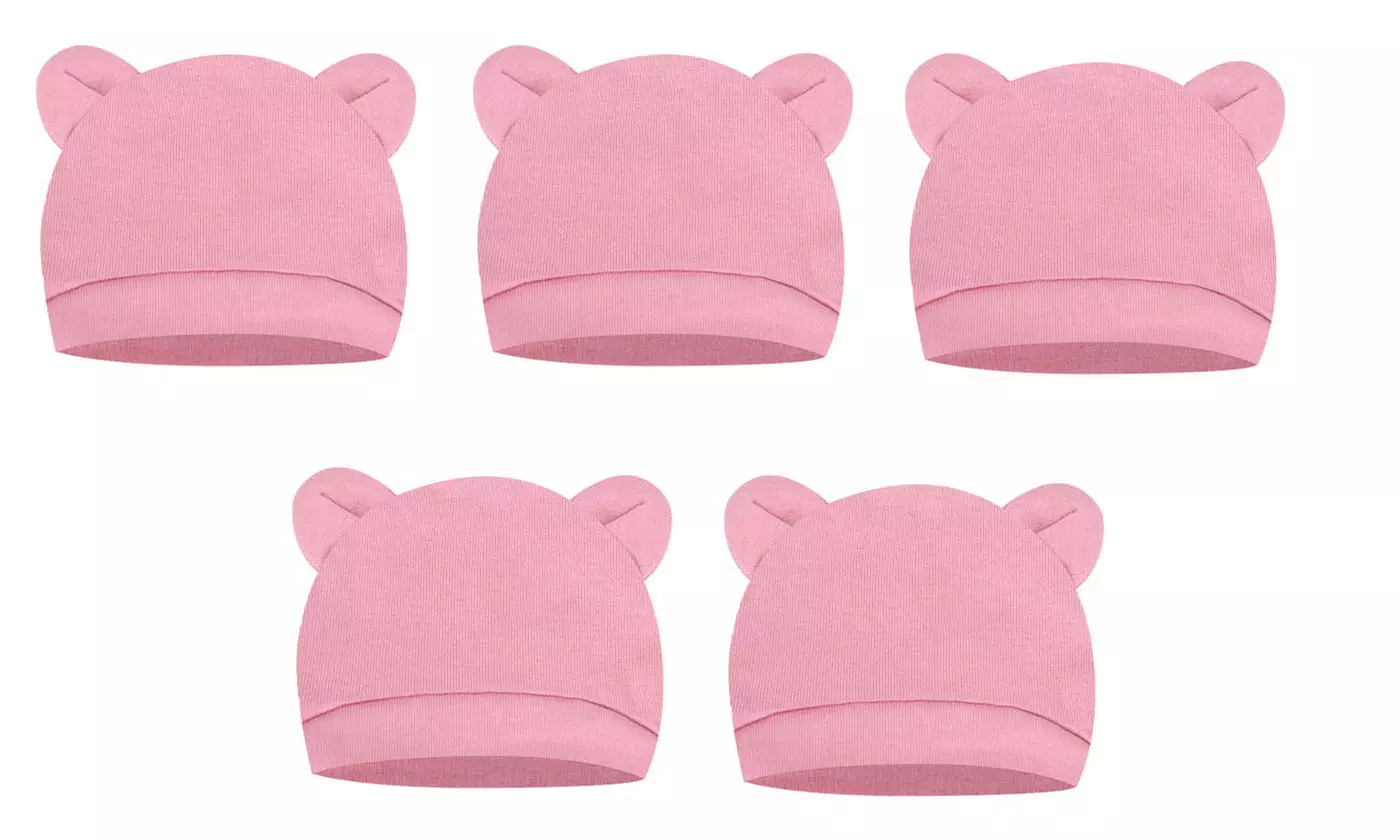 5 Pieces Newborn Baby Hats Bear Ears Infant Beanie Caps