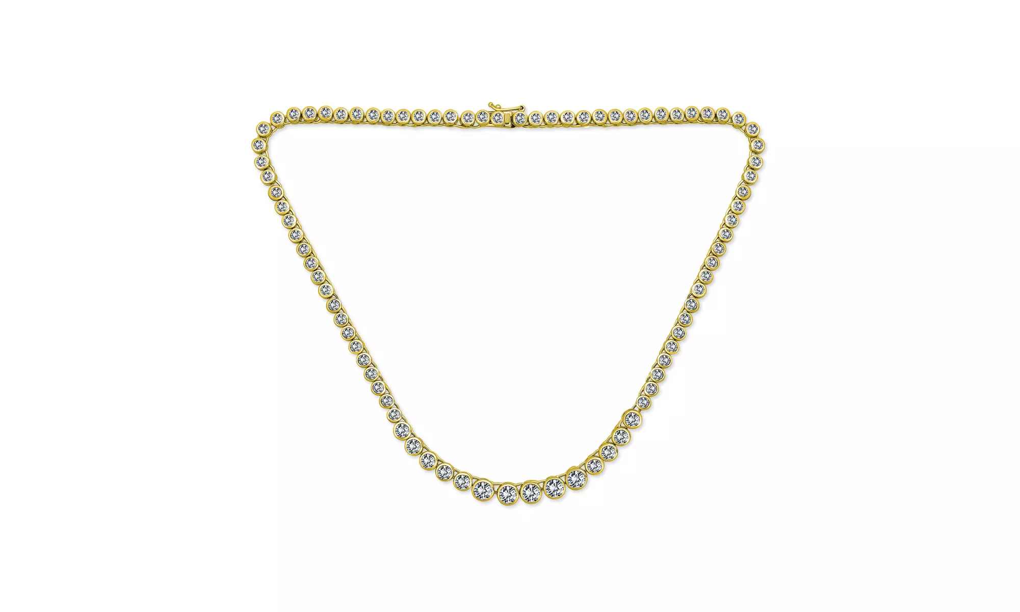 Bridal Round Bubble Bezel Tennis Collar Necklace CZ Gold Plated - Primary Image