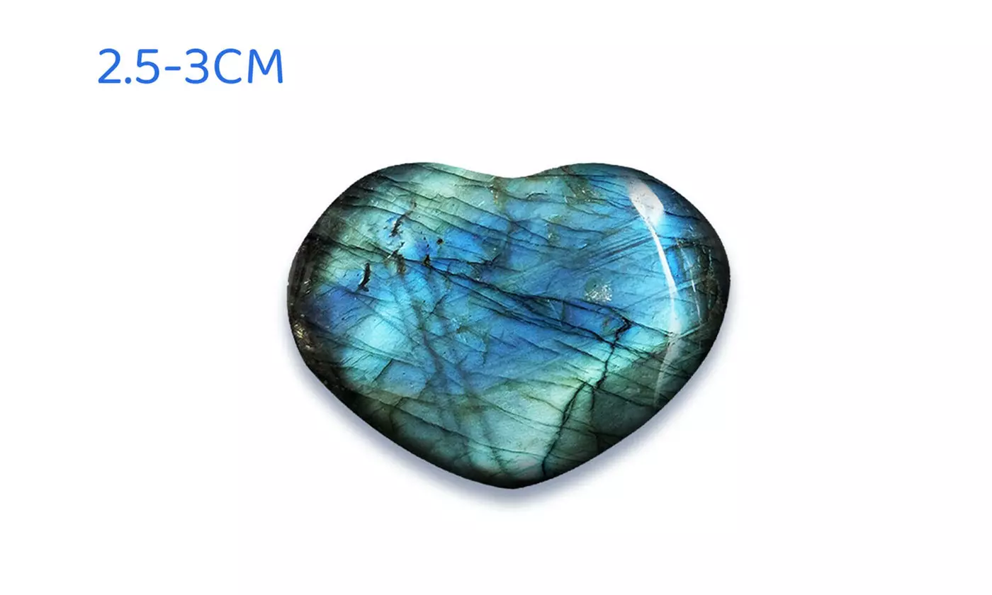 Natural Crystal Heart Moonstone Polished Labradorite Healing Energy Reiki Stone