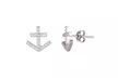 18K White Gold Swarovski Elements Anchor Stud Earring - Second Medium